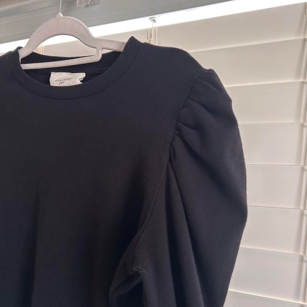 Pomander Place black puff sleeve knit mini dress quiet luxury minimalist small - Picture 6 of 7